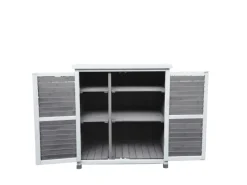 Leco Gartenschränke|Balkonmöbel|Gartenschrank Momo 95 cm Grau-Weiß