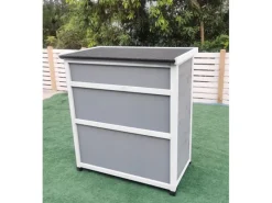 Leco Gartenschränke|Balkonmöbel|Gartenschrank Momo 95 cm Grau-Weiß