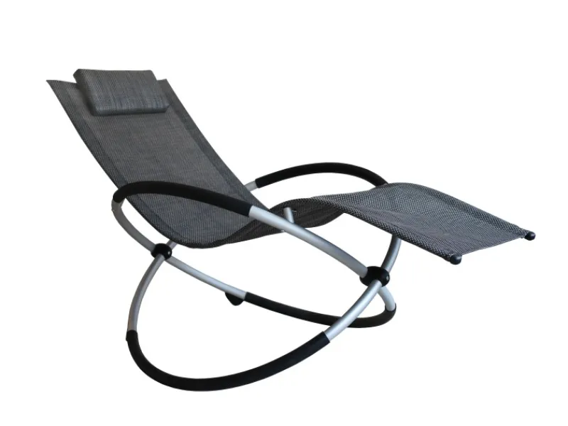 Schaukelstuhl klappbar Schwarz/Beige/Silber*Leco Best