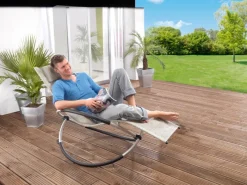 Schaukelstuhl klappbar Schwarz/Beige/Silber*Leco Best