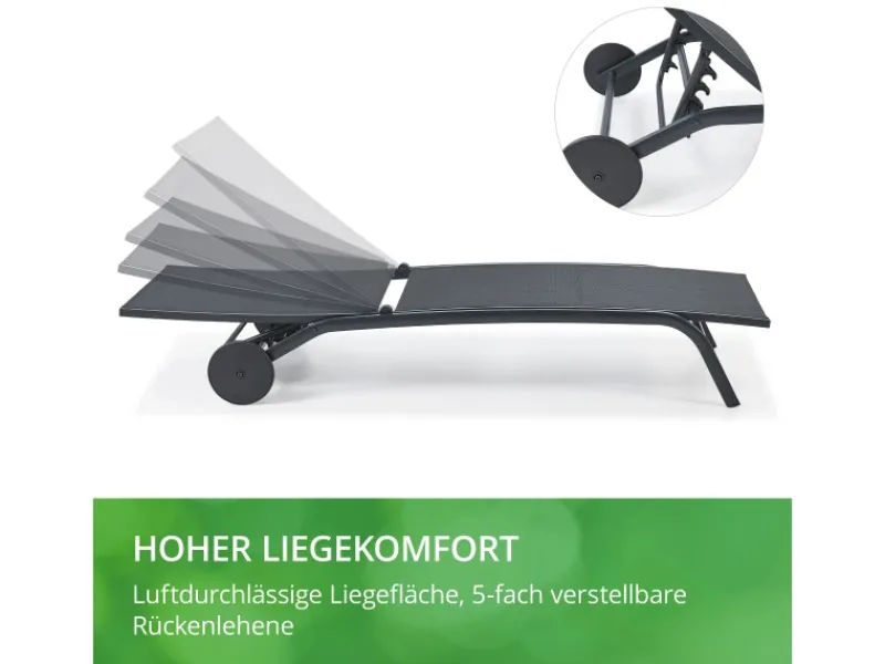 Leco Sonnenliegen|Sonnenliege Nele Mit Rollen Anthrazit