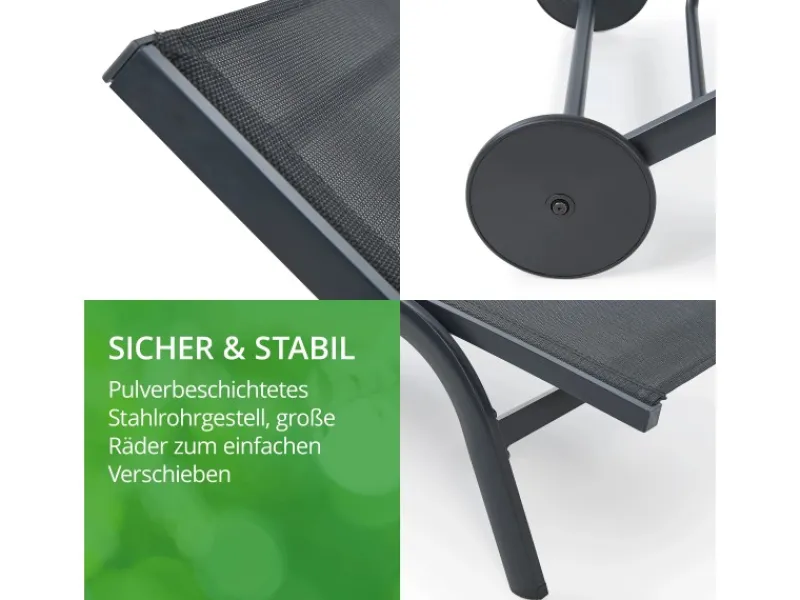 Leco Sonnenliegen|Sonnenliege Nele Mit Rollen Anthrazit