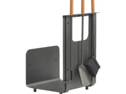 Lienbacher Kaminholzregale|Besen|Holzkorb mit Kamingarnitur 3-teilig, Anthrazit beschichtet