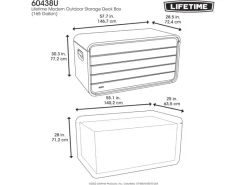 Kissen- & Auflagenbox 72,4 cm x 146,7 cm x 77,2 cm Grau 625 l*Lifetime New