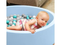 LittleTom Trampoline|Bällebadbälle Ø 5.5 cm 200 Stück Türkis Grau Weiß Transparent