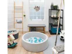 LittleTom Trampoline|Bällebadbälle Ø 5.5 cm 200 Stück Türkis Grau Weiß Transparent