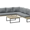 Sonnenliegen|Lounge-Gartenmöbel|Lounge-Set Calora 3-teilig aus Rattangeflecht und Aluminium Grau