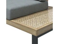 Sonnenliegen|Lounge-Gartenmöbel|Lounge-Set Calora 3-teilig aus Rattangeflecht und Aluminium Grau