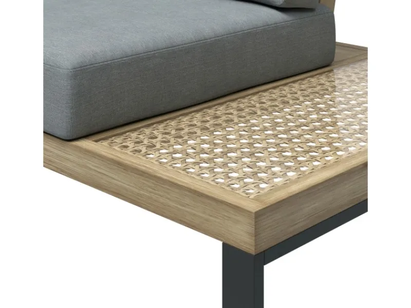 Sonnenliegen|Lounge-Gartenmöbel|Lounge-Set Calora 3-teilig aus Rattangeflecht und Aluminium Grau