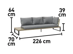 Sonnenliegen|Lounge-Gartenmöbel|Lounge-Set Calora 3-teilig aus Rattangeflecht und Aluminium Grau