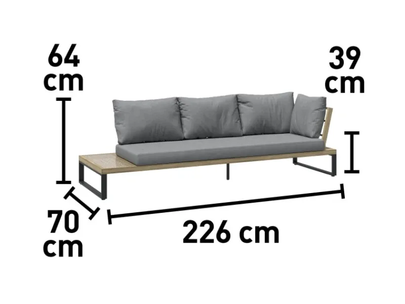 Sonnenliegen|Lounge-Gartenmöbel|Lounge-Set Calora 3-teilig aus Rattangeflecht und Aluminium Grau