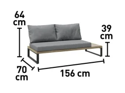 Sonnenliegen|Lounge-Gartenmöbel|Lounge-Set Calora 3-teilig aus Rattangeflecht und Aluminium Grau