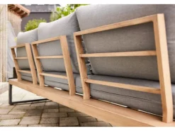 Sonnenliegen|Lounge-Gartenmöbel|Lounge-Set Calora 3-teilig aus Rattangeflecht und Aluminium Grau