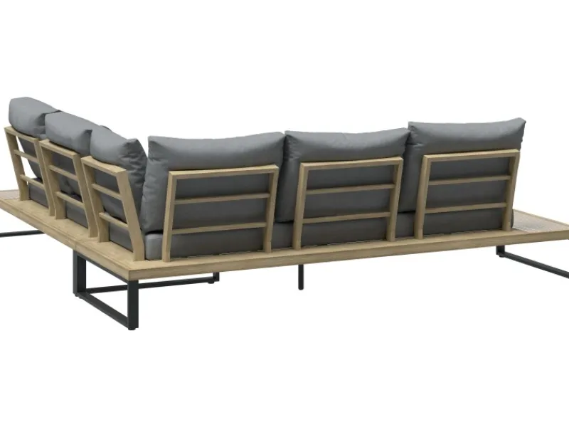 Sonnenliegen|Lounge-Gartenmöbel|Lounge-Set Calora 3-teilig aus Rattangeflecht und Aluminium Grau