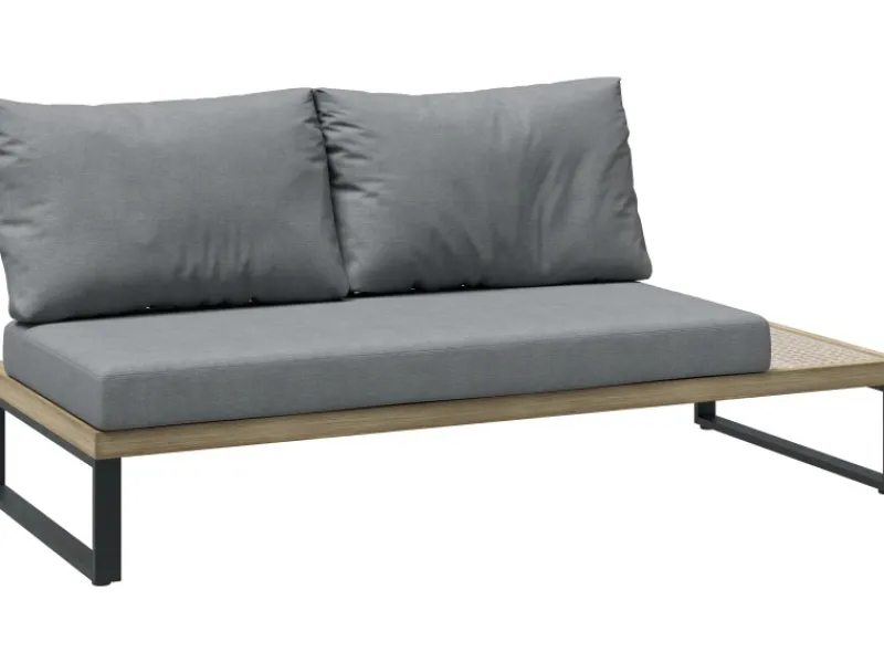 Sonnenliegen|Lounge-Gartenmöbel|Lounge-Set Calora 3-teilig aus Rattangeflecht und Aluminium Grau