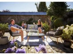 Balkonmöbel|Lounge-Gartenmöbel|Lounge-Set Edna 4-teilig Seilbespannung Anthrazit