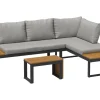 Sonnenliegen|Lounge-Gartenmöbel|Lounge-Set Lipson 3-teilig aus Akazienholz und Aluminium Grau