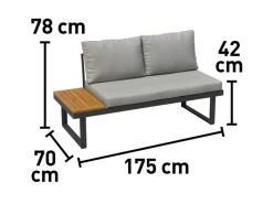 Sonnenliegen|Lounge-Gartenmöbel|Lounge-Set Lipson 3-teilig aus Akazienholz und Aluminium Grau
