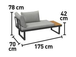 Sonnenliegen|Lounge-Gartenmöbel|Lounge-Set Lipson 3-teilig aus Akazienholz und Aluminium Grau