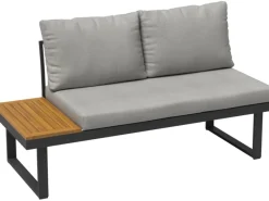 Sonnenliegen|Lounge-Gartenmöbel|Lounge-Set Lipson 3-teilig aus Akazienholz und Aluminium Grau