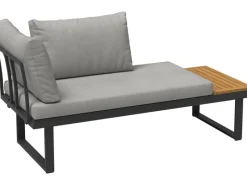 Sonnenliegen|Lounge-Gartenmöbel|Lounge-Set Lipson 3-teilig aus Akazienholz und Aluminium Grau