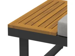 Sonnenliegen|Lounge-Gartenmöbel|Lounge-Set Lipson 3-teilig aus Akazienholz und Aluminium Grau