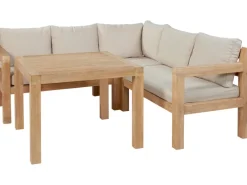 Sitzkissen|Lounge-Gartenmöbel|Lounge-Set mit Esstisch Morenci 4-teilig aus Akazienholz FSC®