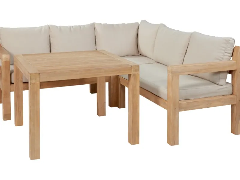 Sitzkissen|Lounge-Gartenmöbel|Lounge-Set mit Esstisch Morenci 4-teilig aus Akazienholz FSC®