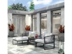 Balkonmöbel|Lounge-Gartenmöbel|Lounge-Set Willa 4-teilig aus Aluminium Anthrazit