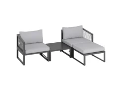 Balkonmöbel|Lounge-Gartenmöbel|Lounge-Set Willa 4-teilig aus Aluminium Anthrazit