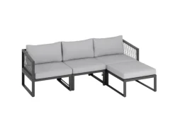 Balkonmöbel|Lounge-Gartenmöbel|Lounge-Set Willa 4-teilig aus Aluminium Anthrazit