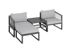Balkonmöbel|Lounge-Gartenmöbel|Lounge-Set Willa 4-teilig aus Aluminium Anthrazit