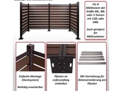 MCW Mülltonnenboxen|Alu Mülltonnen-Zaun K57 Anthrazit 130x206x110cm