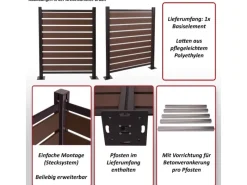 Alu Mülltonnen-Zaun K57 Braun 130x110x6cm*MCW Discount