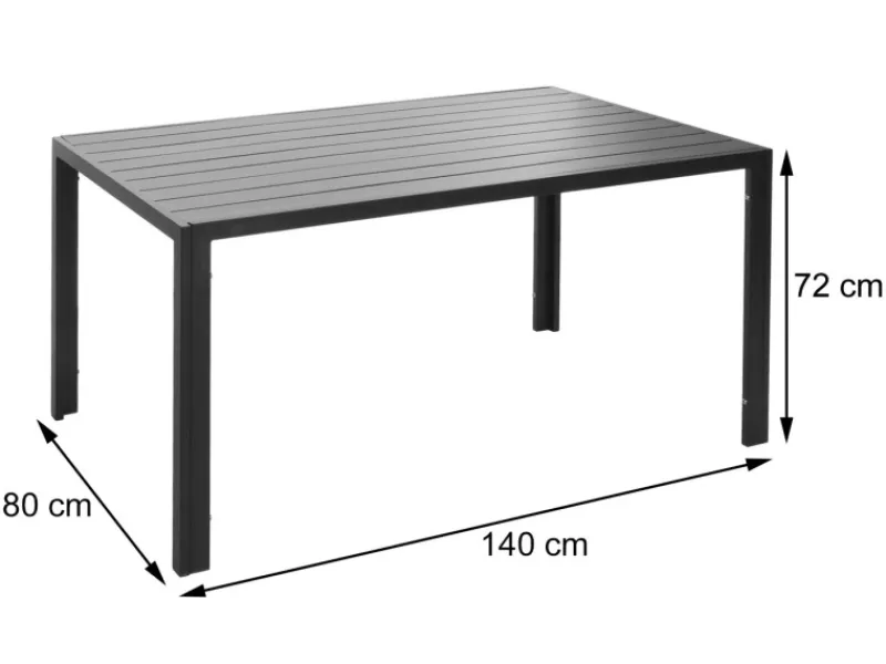 MCW Gartentische|Alu-Esstisch N40 Tisch Bistrotisch Gartentisch Balkontisch Wetterfest 140x80cm