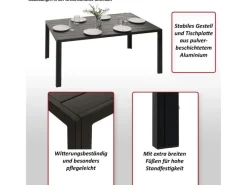MCW Gartentische|Alu-Esstisch N40 Tisch Bistrotisch Gartentisch Balkontisch Wetterfest 140x80cm