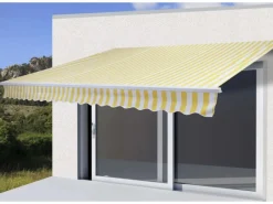 Alu-Markise H791 4,5x3m Polyester Gelb/Weiß*MCW Online