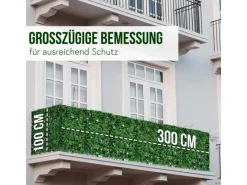 MCW Sonnensegel|Balkonsichtschutz|Balkonsichtschutz N77 300x100cm Blatt - 300x100cm Blatt Dunkel