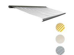 Elektrische Kassettenmarkise H122 4x3m Acryl Grau/Weiß Rahmen Grau*MCW Clearance