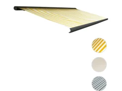 MCW Markisen|Elektrische Kassettenmarkise H122 4x3m Polyester Gelb/Weiß Rahmen Anthrazit