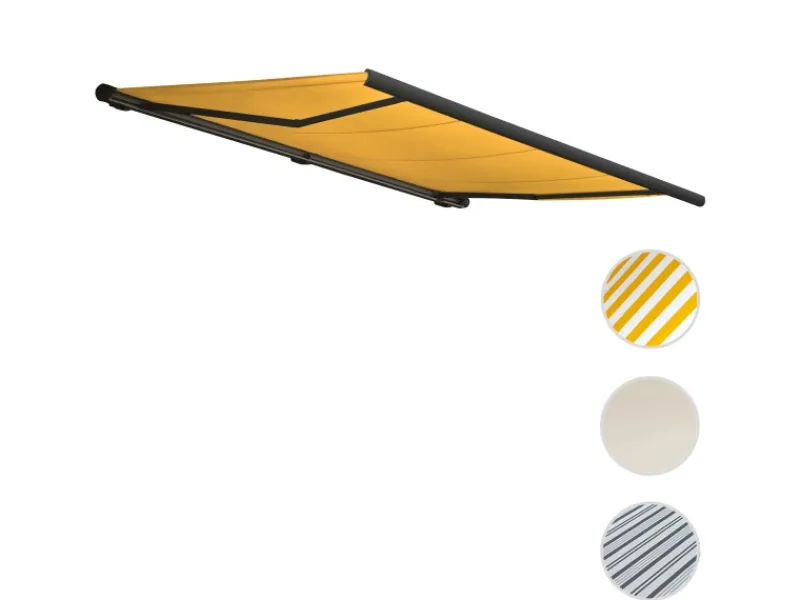 MCW Markisen|Elektrische Kassettenmarkise H124 5x3m Polyester Rahmen Anthrazit