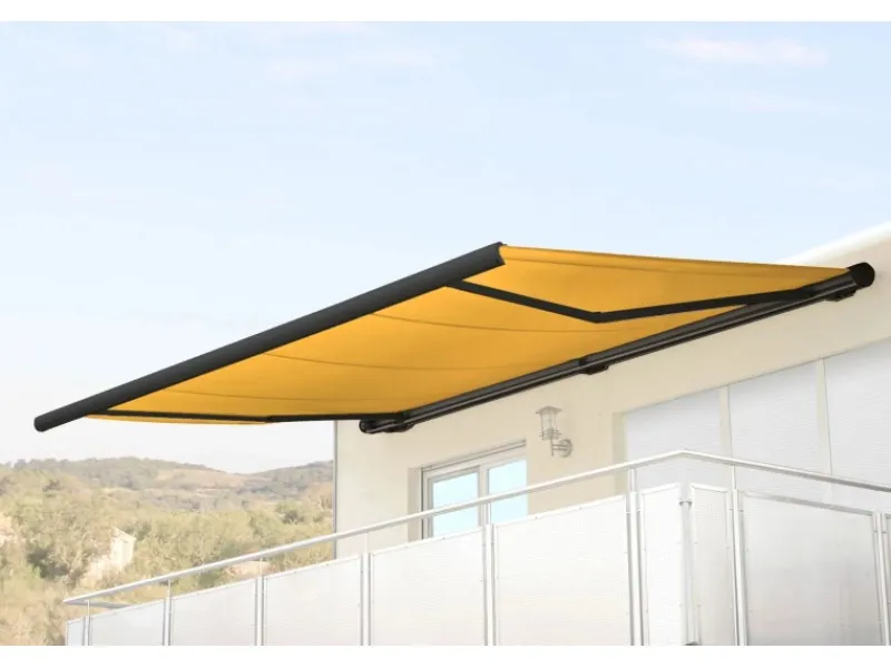 MCW Markisen|Elektrische Kassettenmarkise H124 5x3m Polyester Rahmen Anthrazit