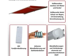 Elektrische Kassettenmarkise H124 5x3m Polyester Rahmen Anthrazit*MCW Hot