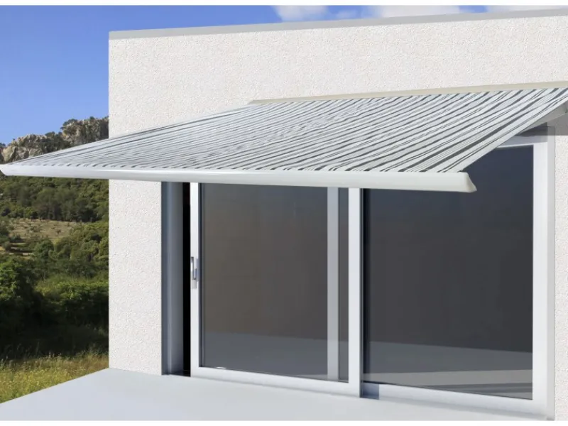 MCW Markisen|Elektrische Kassettenmarkise H124 5x3m Polyester Grau/Weiß