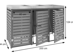 3er Mülltonnenverkleidung K14 124x200x84cm*MCW Sale