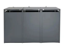 3er Mülltonnenverkleidung J81 Kirsche-Holzoptik Dunkelbraun 117x200x80cm*MCW Sale