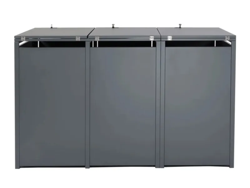 3er Mülltonnenverkleidung J81 Kirsche-Holzoptik Dunkelbraun 117x200x80cm*MCW Sale