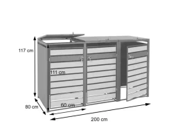 3er Mülltonnenverkleidung J81 Kirsche-Holzoptik Dunkelbraun 117x200x80cm*MCW Sale