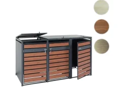 3er Mülltonnenverkleidung J81 Kirsche-Holzoptik Dunkelbraun 117x200x80cm*MCW Sale
