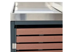 MCW Mülltonnenboxen|3er Mülltonnenverkleidung K14 Walnuss-Holzoptik 124x200x84cm